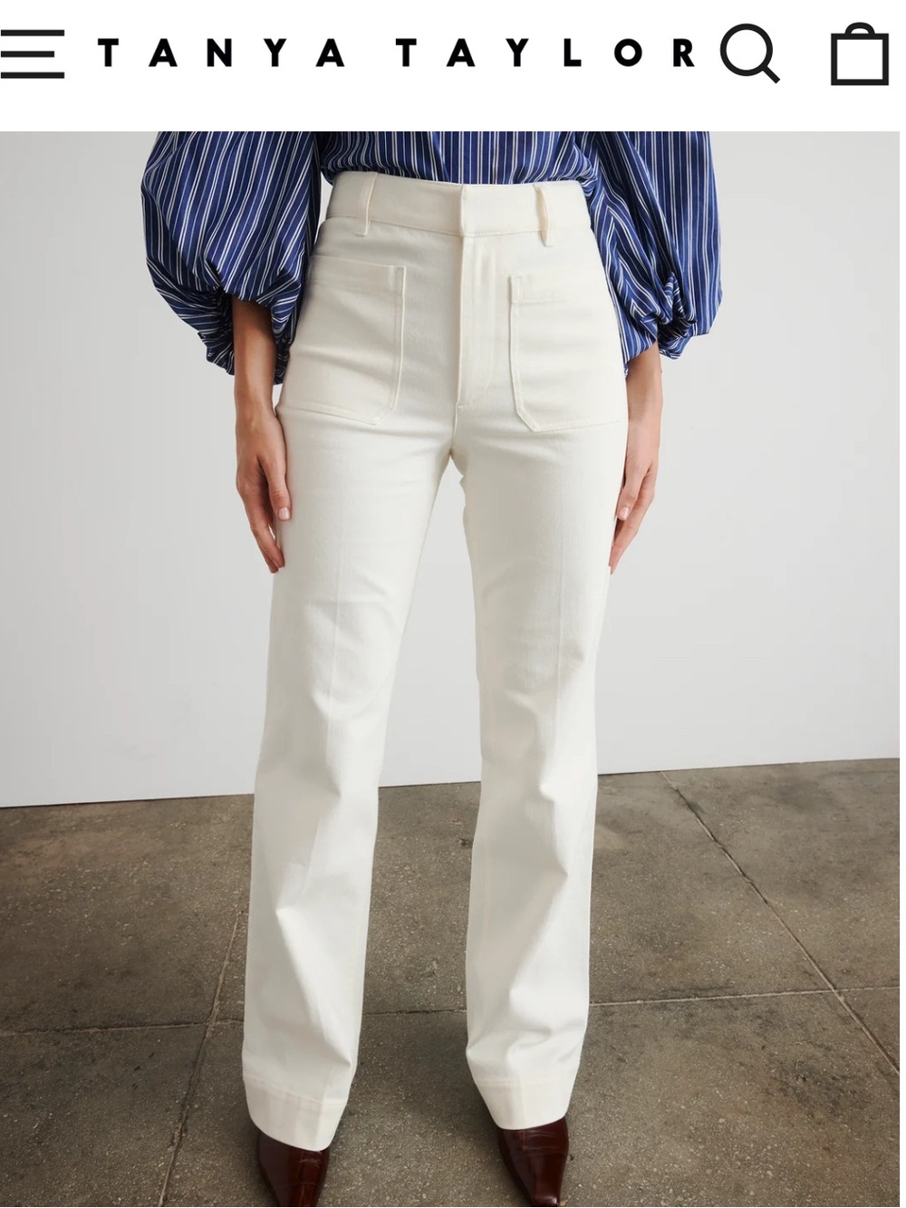 Tanya Taylor Nicole White Denim Pant Sz 4